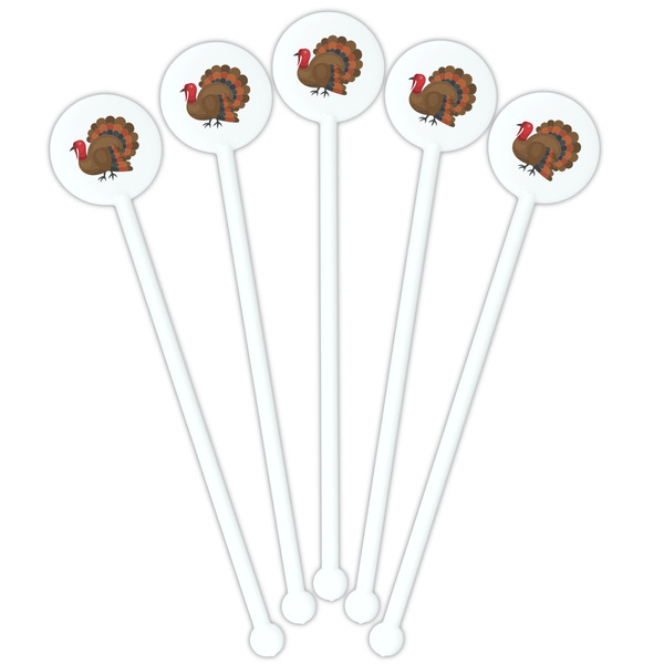 Traditional Thanksgiving White Plastic 5.5" Stir Stick - Fan View