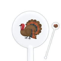Traditional Thanksgiving 5.5" Round Plastic Stir Sticks - White - Single Sided