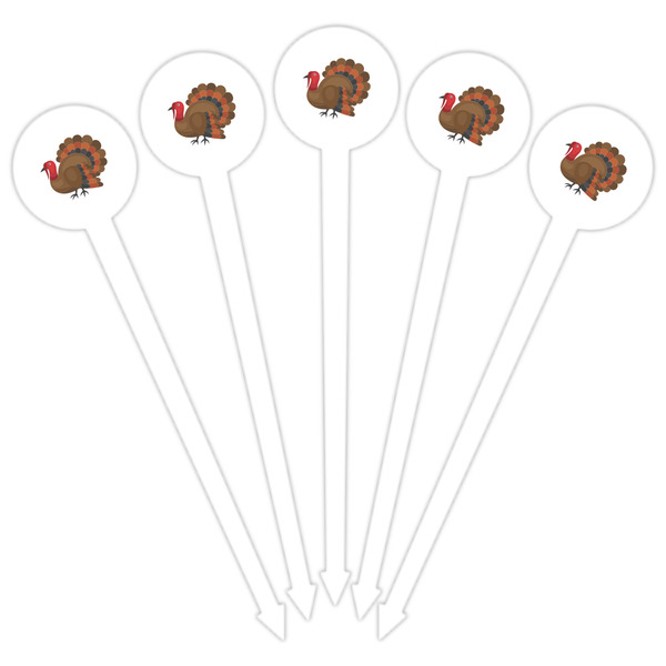 Traditional Thanksgiving White Plastic 6" Food Pick - Round - Fan View