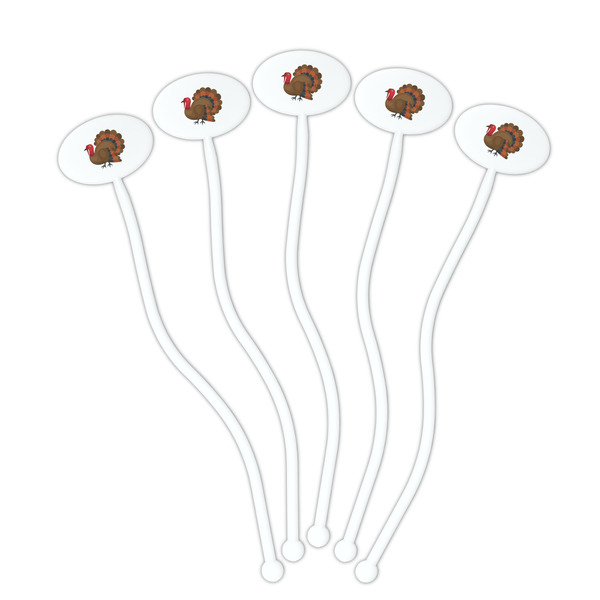 Traditional Thanksgiving White Plastic 7" Stir Stick - Oval - Fan