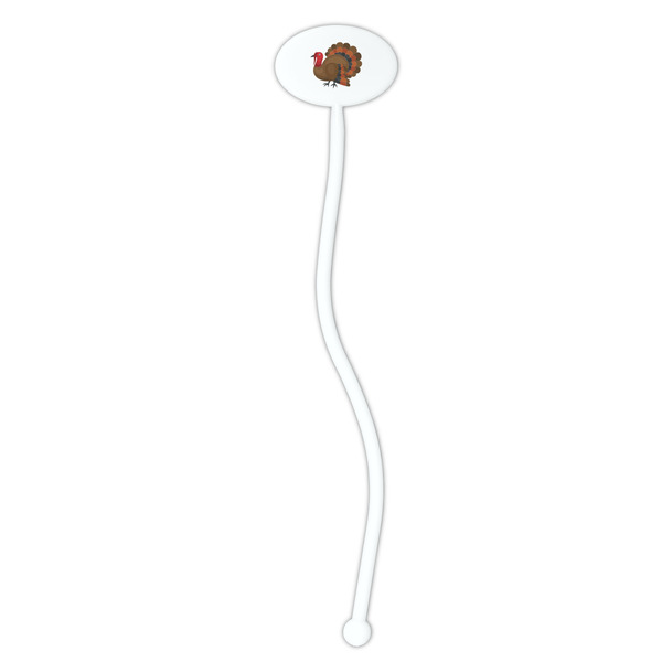 Traditional Thanksgiving White Plastic 7" Stir Stick - Oval - Single Stick