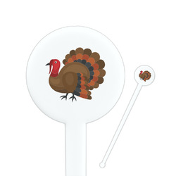 Traditional Thanksgiving 7" Round Plastic Stir Sticks - White - Double Sided