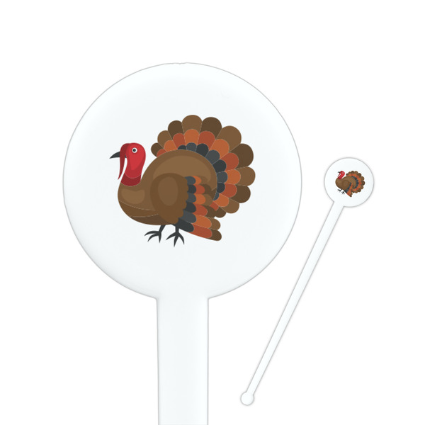 Custom Traditional Thanksgiving 7" Round Plastic Stir Sticks - White - Single Sided
