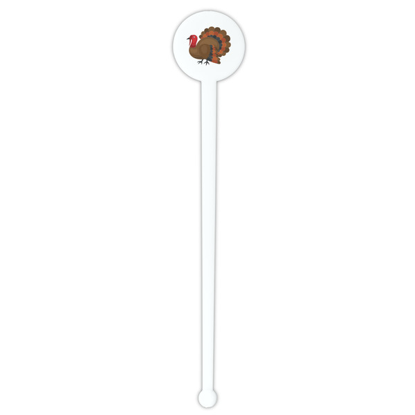 Traditional Thanksgiving White Plastic 7" Stir Stick - Round - Single Stick