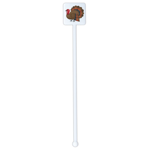 Traditional Thanksgiving White Plastic Stir Stick - Single Sided - Square - Single Stick