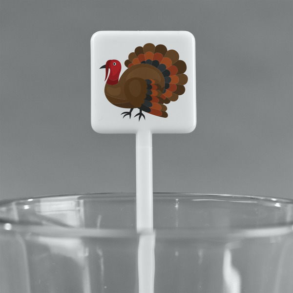 Traditional Thanksgiving White Plastic Stir Stick - Square - Main
