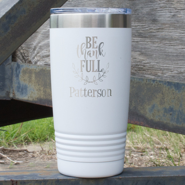 Custom Traditional Thanksgiving 20 oz Stainless Steel Tumbler - White - Single Sided (Personalized)