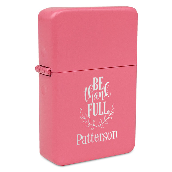 Custom Traditional Thanksgiving Windproof Lighter - Pink - Single Sided & Lid Engraved (Personalized)