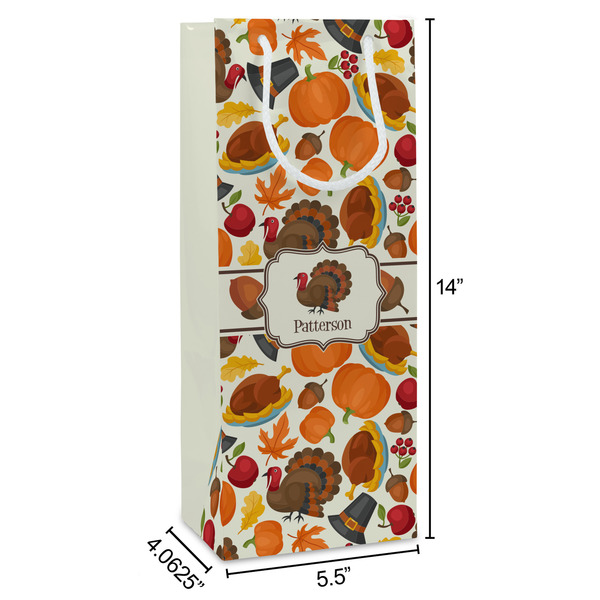 Traditional Thanksgiving Wine Gift Bag - Dimensions