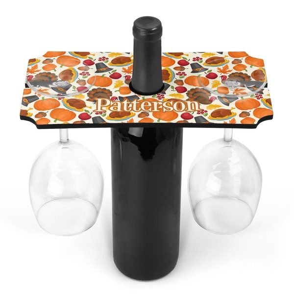 Custom Traditional Thanksgiving Wine Bottle & Glass Holder (Personalized)
