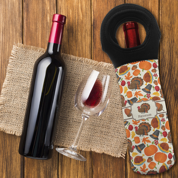 Traditional Thanksgiving Wine Tote Bag - FLATLAY
