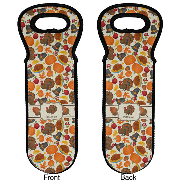 Traditional Thanksgiving Wine Tote Front & Back