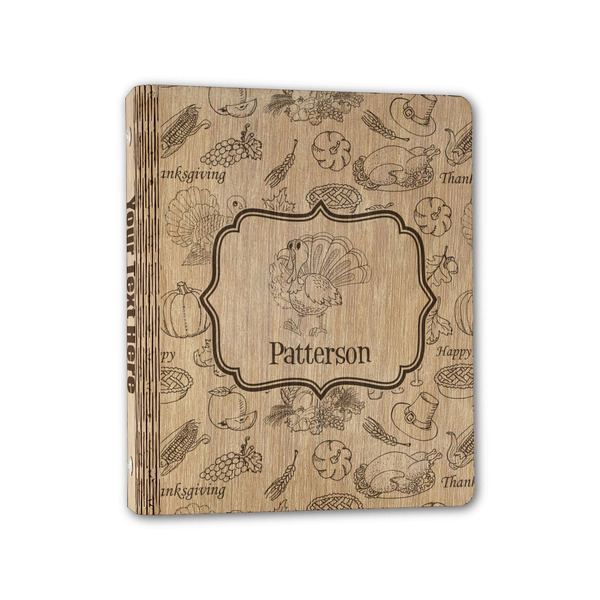 Custom Traditional Thanksgiving Wood 3-Ring Binder - 1" Half-Letter Size (Personalized)