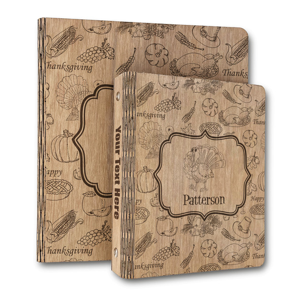 Custom Traditional Thanksgiving Wood 3-Ring Binder (Personalized)
