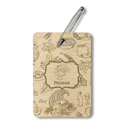Traditional Thanksgiving Wood Luggage Tag - Rectangle (Personalized)