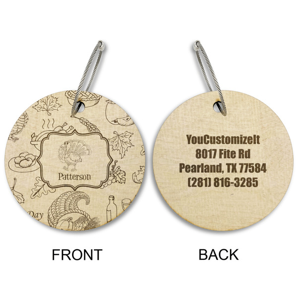 Traditional Thanksgiving Wood Luggage Tags - Round - Approval