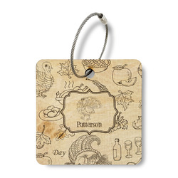 Traditional Thanksgiving Wood Luggage Tag - Square (Personalized)