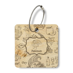 Traditional Thanksgiving Wood Luggage Tag - Square (Personalized)