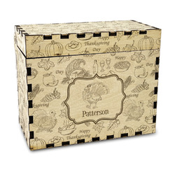 Traditional Thanksgiving Wood Recipe Box - Laser Engraved (Personalized)