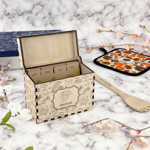 Traditional Thanksgiving Wood Recipe Boxes - Lifestyle