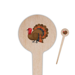 Traditional Thanksgiving 4" Round Wooden Food Picks - Double Sided