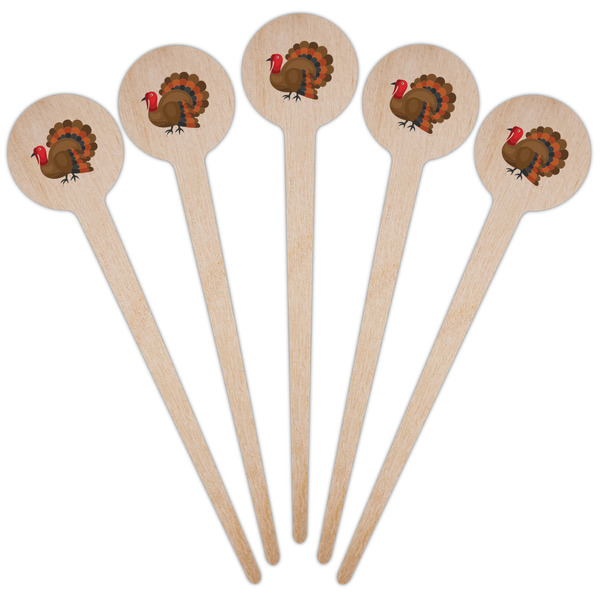 Traditional Thanksgiving Wooden 4" Food Pick - Round - Fan View