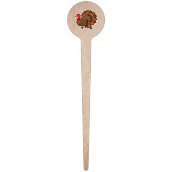 Traditional Thanksgiving Wooden 4" Food Pick - Round - Single Pick