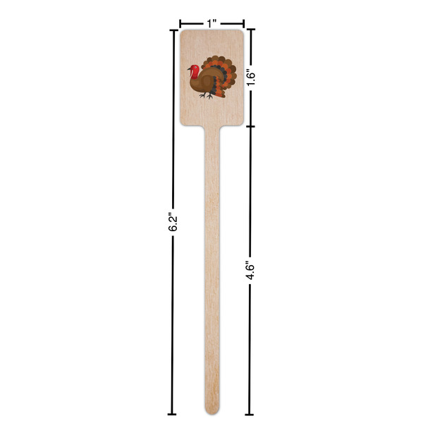 Traditional Thanksgiving Wooden 6.25" Stir Stick - Rectangular - Dimensions