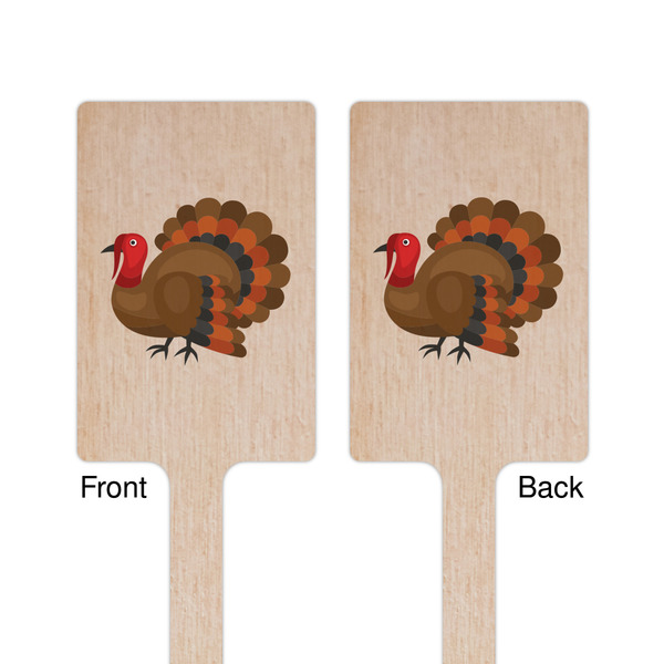 Traditional Thanksgiving Wooden 6.25" Stir Stick - Rectangular - Double Sided - Front & Back