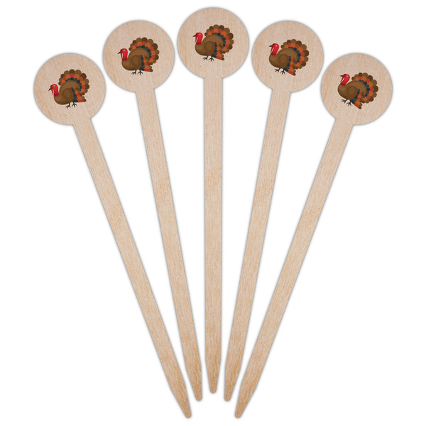 Traditional Thanksgiving Wooden 6" Food Pick - Round - Fan View