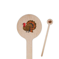 Traditional Thanksgiving 6" Round Wooden Stir Sticks - Single Sided