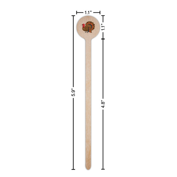 Traditional Thanksgiving Wooden 6" Stir Stick - Round - Dimensions