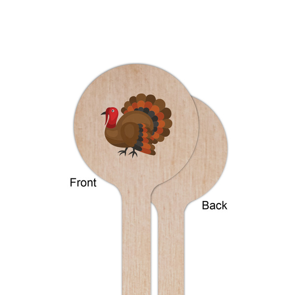 Traditional Thanksgiving Wooden 6" Stir Stick - Round - Single Sided - Front & Back
