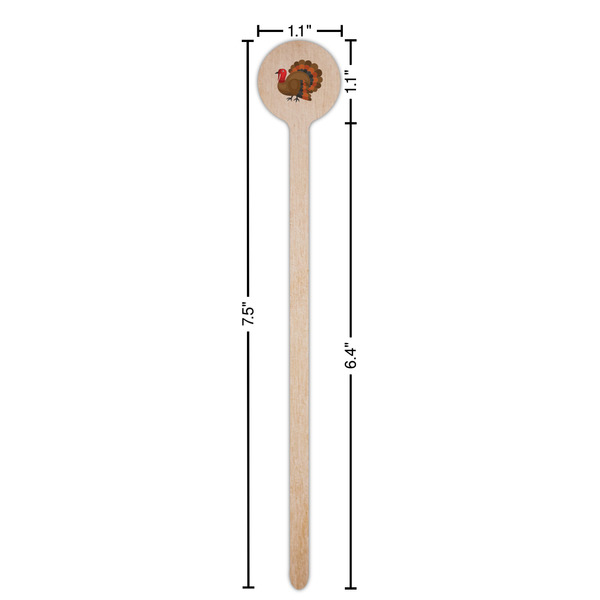 Traditional Thanksgiving Wooden 7.5" Stir Stick - Round - Dimensions