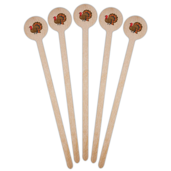 Traditional Thanksgiving Wooden 7.5" Stir Stick - Round - Fan View