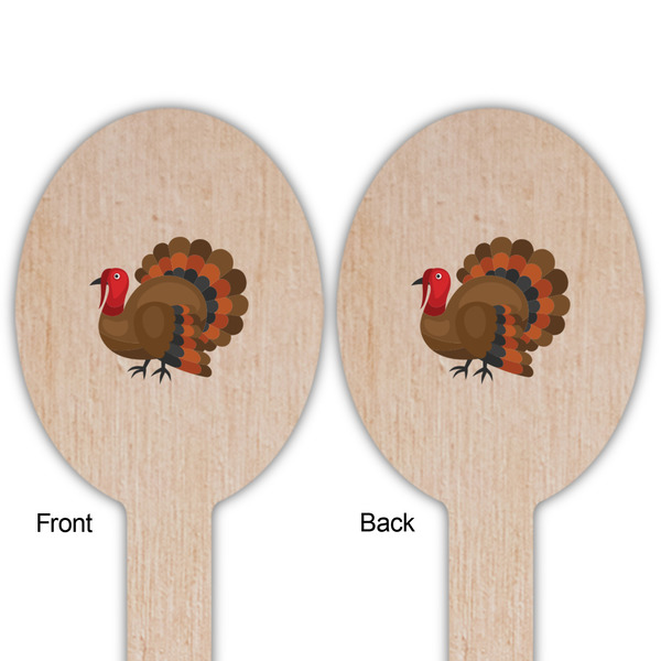 Traditional Thanksgiving Wooden Food Pick - Oval - Double Sided - Front & Back
