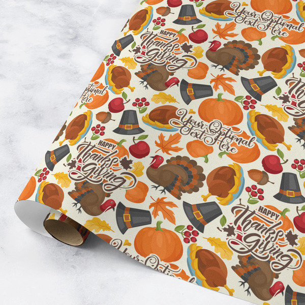 Custom Traditional Thanksgiving Wrapping Paper Roll - Medium - Matte (Personalized)