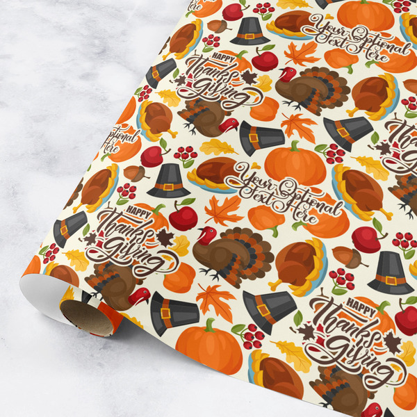 Custom Traditional Thanksgiving Wrapping Paper Roll - Medium (Personalized)