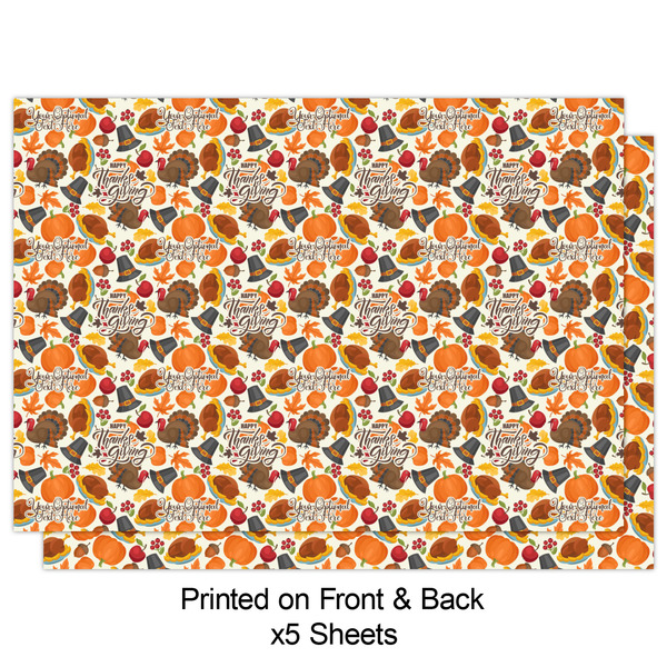 Traditional Thanksgiving Wrapping Paper Sheet - Double Sided - Front