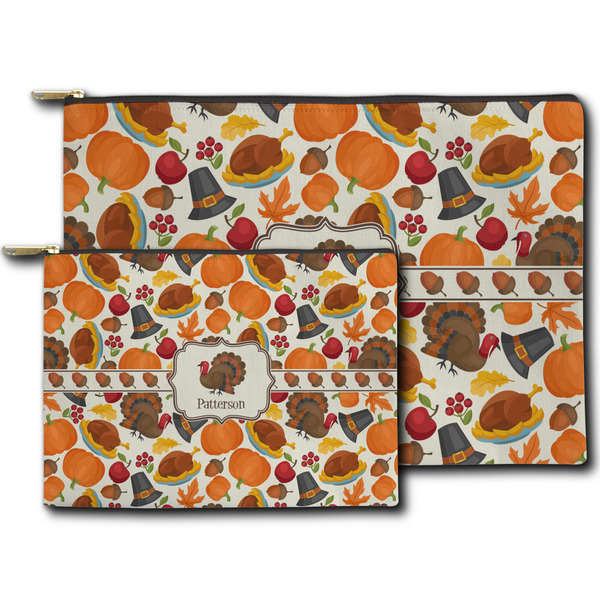 Traditional Thanksgiving Zippered Pouches - Size Comparison