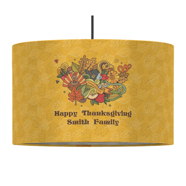 Custom Happy Thanksgiving 12" Drum Pendant Lamp - Fabric (Personalized)