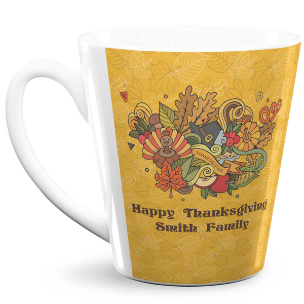 Custom Happy Thanksgiving 12 Oz Latte Mug (Personalized)