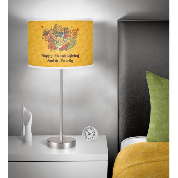 Happy Thanksgiving 13 inch drum lamp shade - in room