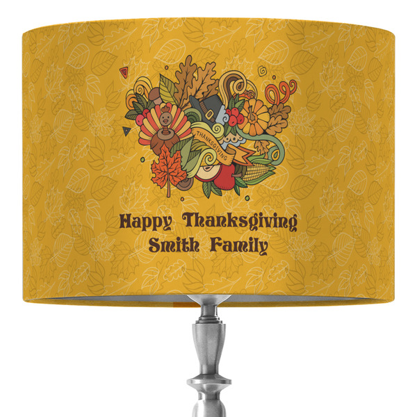 Custom Happy Thanksgiving 16" Drum Lamp Shade - Fabric (Personalized)