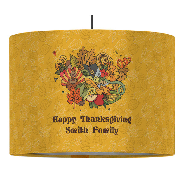 Custom Happy Thanksgiving 16" Drum Pendant Lamp - Fabric (Personalized)