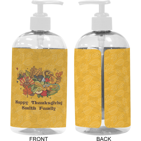 Happy Thanksgiving 16 oz Plastic Liquid Dispenser- Approval- White