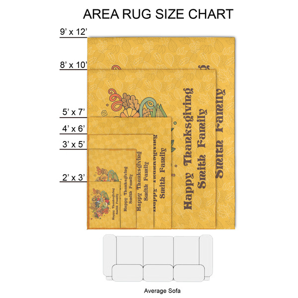 Happy Thanksgiving 2'x3' Indoor Area Rugs - Size Chart