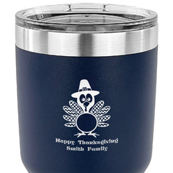 Happy Thanksgiving 30 oz Stainless Steel Tumbler - Navy - Single Sided (Personalized)