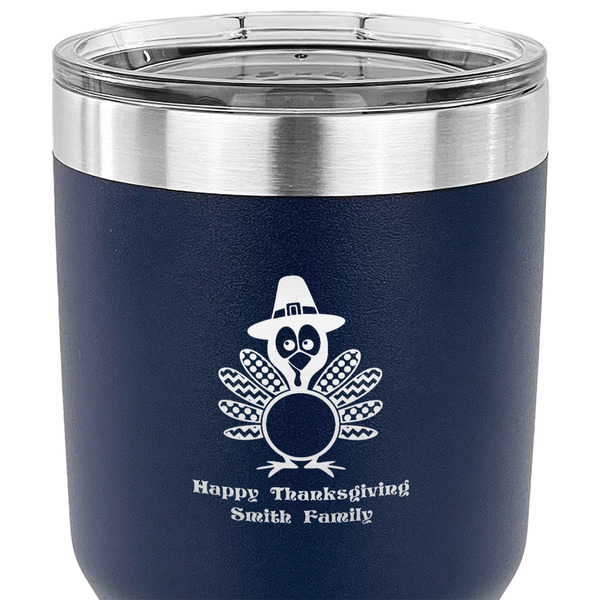 Happy Thanksgiving 30 oz Stainless Steel Ringneck Tumbler - Navy - CLOSE UP