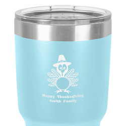 Happy Thanksgiving 30 oz Stainless Steel Tumbler - Teal - Double-Sided (Personalized)